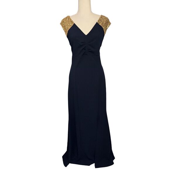 SLNY navy and gold gown - 12 - Picture 2 of 13